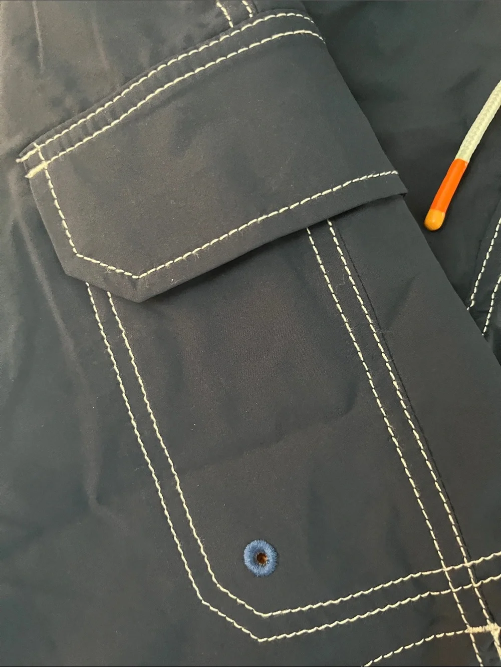 Tommy Bahama Navy Swim Board Shorts with Orange Accents